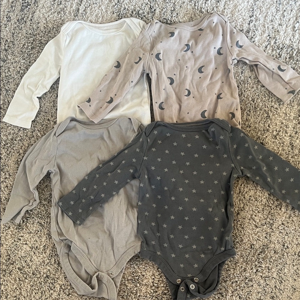 Cloud Island Baby 6-9 month long sleeve onesies bundle of 4